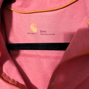Carhartt Coral Pink Zip Hoodie with Yellow Piping